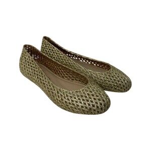 Melissa Flats Women's Size 5 Jason Wu Shoes Gold Jelly Ballet Glitter Slip On